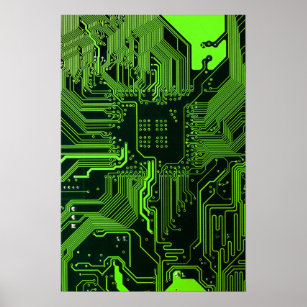 Grönt för coolans datorkretskort poster