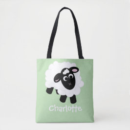 Grönt för Cute Tecknad Sheep Namn Togo Bag Tygkasse
