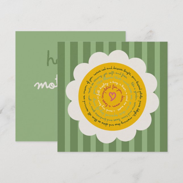 GRÖNT för daisy - inbjudningskort för Blommigt i M (Fram/baksida)