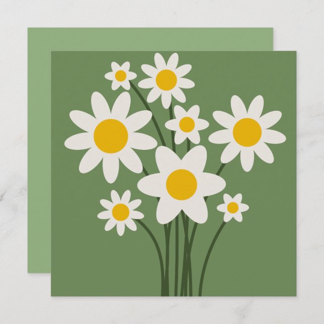 GRÖNT för daisy - inbjudningskort för Blommigt i M (Fram/baksida)