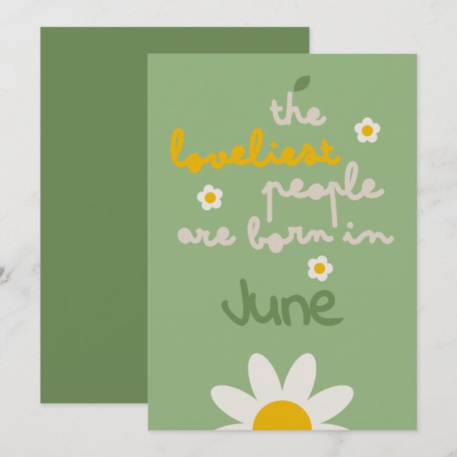 GRÖNT för daisy - Inbjudningskort för Blommigt på  (Fram/baksida)