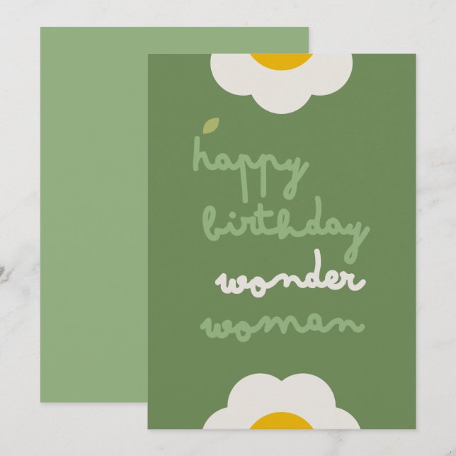 GRÖNT för daisy - Inbjudningskort för Blommigt på  (Fram/baksida)