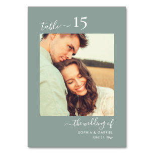 Grönt för Dubbla  i Calligraphy Photo Bröllop Side Bordsnummer