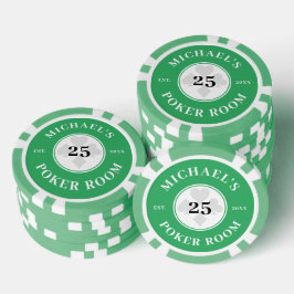 Grönt för eget namn och vit Las Vegas-beteckning Poker Marker