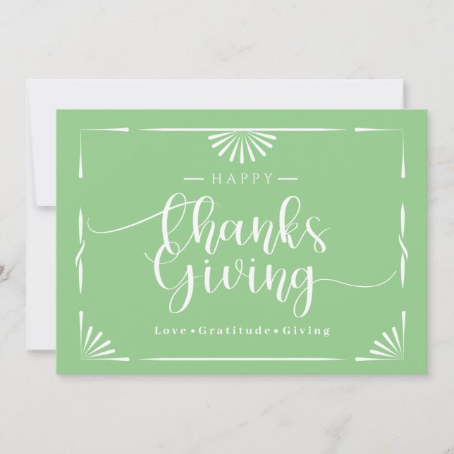 Grönt för Elegant av thanksgiving Chic Julkort (Framsida)
