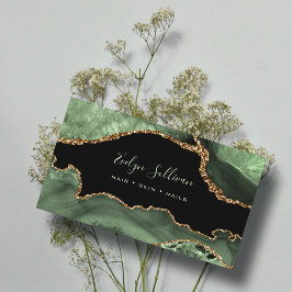 grönt för elegant vattenfärgssida  agate visitkort