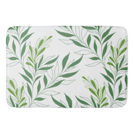 Grönt för Eleganten Grey Foliage Mönster och vit Badrumsmatta