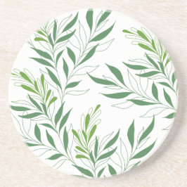 Grönt för Eleganten Grey Foliage Mönster och vit Underlägg
