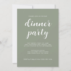 Grönt för enkel Chic Sage Middag Party Inbjudningar