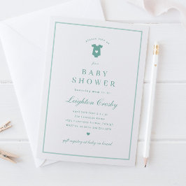 Grönt för enkel Elegant Typografi Sage Baby Shower Inbjudningar