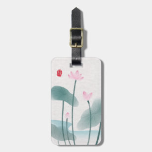 Grönt för enkel Elegant, vattenfärg, Lotus Flowers Bagagebricka