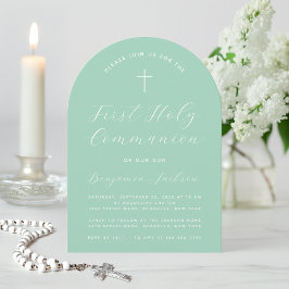 Grönt för enkel handskrift av första kommuniformen inbjudningar