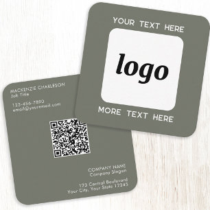 Grönt för enkel Logotyp och QR-kodsökning Fyrkantigt Visitkort