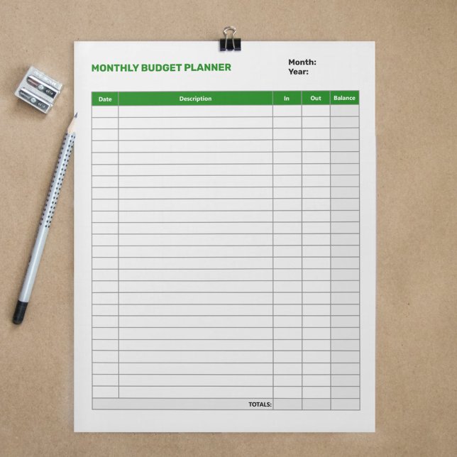 Grönt för enkel månadsbudgetplan anteckningsblock (Simple Monthly Budget Planner Green Notepad)