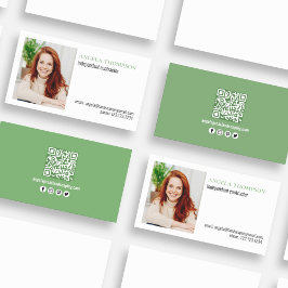 Grönt för enkel Professionell QR-kodfoto Visitkort