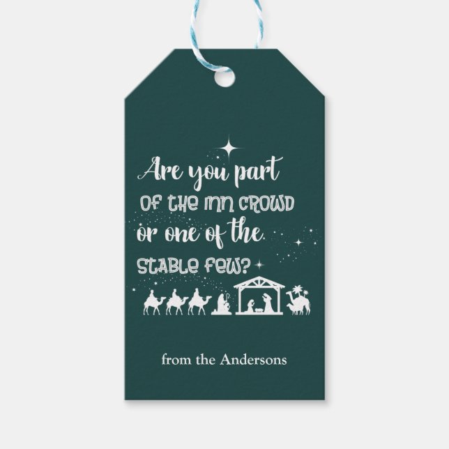 Grönt för fantastisk kristen jultomhet presentetikett (Framsidan)