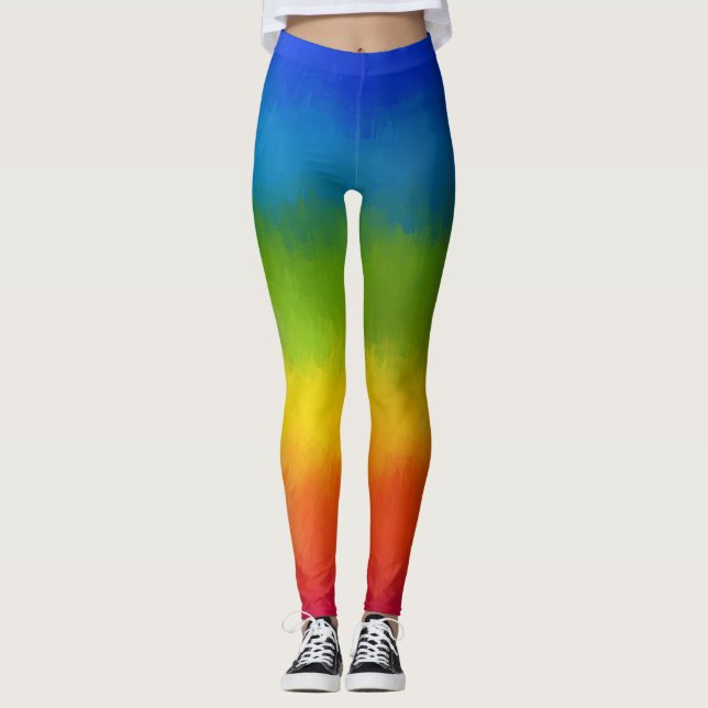 Grönt för färgad röd blå Gult, modern Leggings (Framsida)