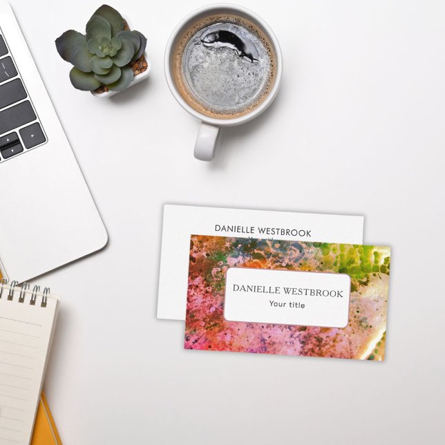 Grönt för färglös persikostenröd Rosa Visitkort (Skapare uppladdad)