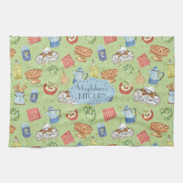 Grönt för färglös Vintage  för vattenfärgskokning Kökshandduk