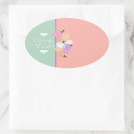 Grönt för färgstark Blommigt, anpassad Tack Ovalt Klistermärke