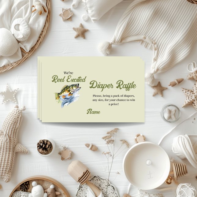 Grönt för fiskesage Reel Excted Baby Shower Diaper Tilläggskort (Skapare uppladdad)