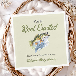 Grönt för fiskesage Reel Excted Baby Shower Pappersservett