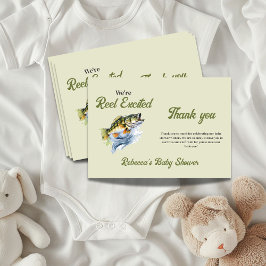 Grönt för fiskesage Reel Excted Baby Shower Tack Kort