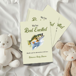 Grönt för fiskesage Reel Excted Baby Shower Tack Kort