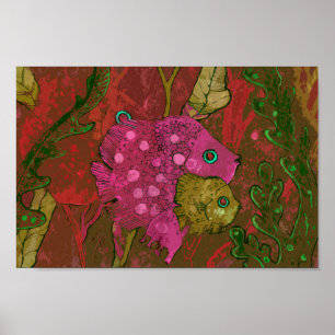 Grönt för fiskfamiljens undervattensbruk (Ocean An Poster