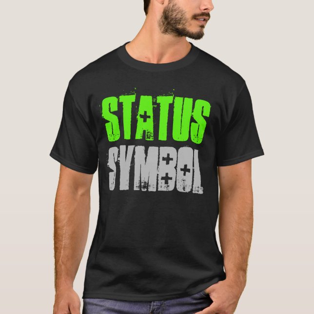 Grönt för Fitness-workout OCH GRÅTT STATUS SYMBOL- T-shirt (Framsida)