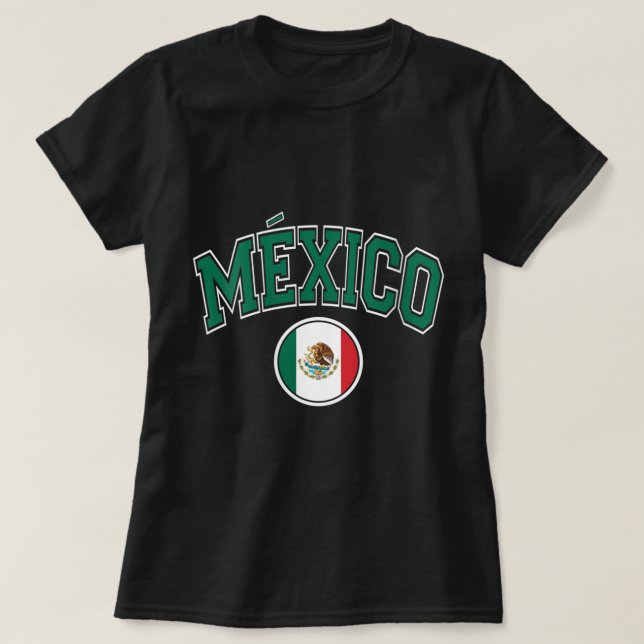 Grönt för Flagga Womens Mexico Varsity Stil Circle T Shirt (Design framsida)