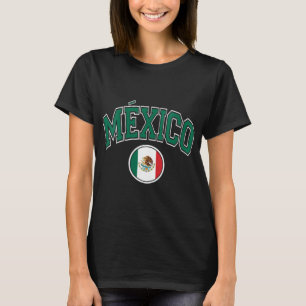 Grönt för Flagga Womens Mexico Varsity Stil Circle T Shirt