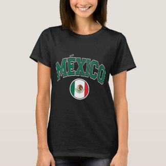 Grönt för Flagga Womens Mexico Varsity Stil Circle T Shirt