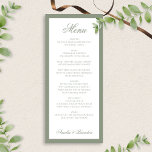 Grönt för formell Elegant, Gräns, Bröllop Meny<br><div class="desc">Menyn Formal Elegant Sage Grönt Gräns Script Bröllop lägger till en förfinad beröring till mottagningen. Med ett sofistikerat skript för sage grönt gräns och elegant kompletterar den här menyn perfekt ett tidlöst bröllop-estetiskt. Idealisk för vår och sommartid firande!</div>