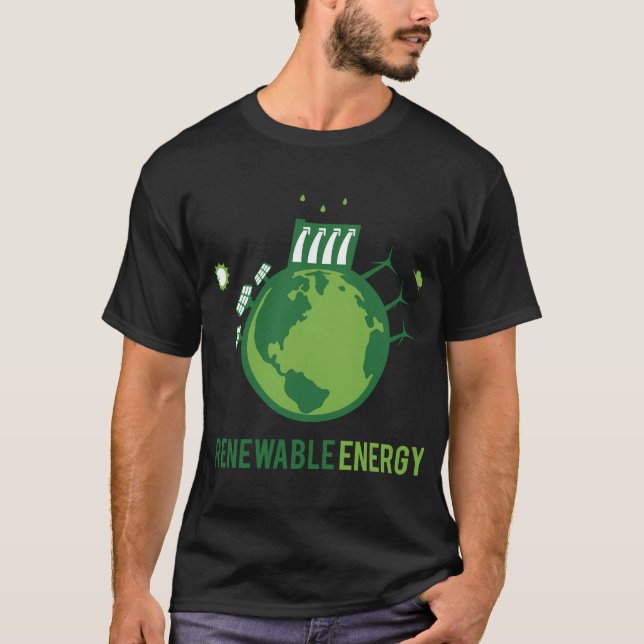 Grönt för förnybar energi - solenergi i Vind Vatte T Shirt (Framsida)