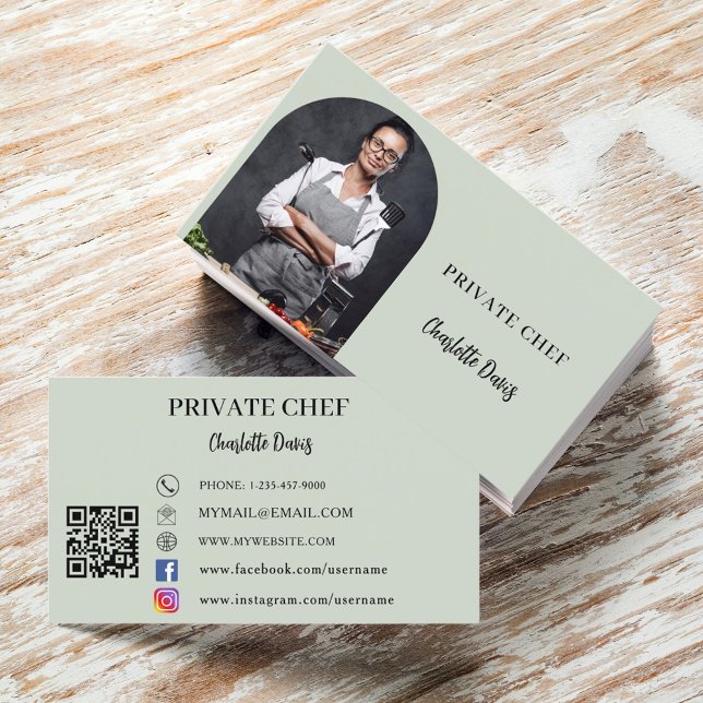 Grönt för fotobåge för privat kock visitkort (Skapare uppladdad)