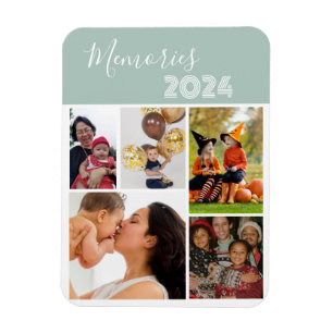 Grönt för fotokollage för Family Memages 5 Magnet