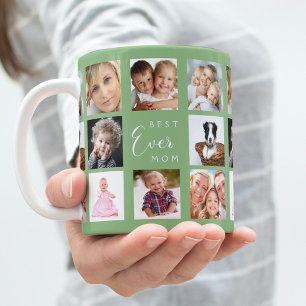 grönt för fotokollage i mor kaffemugg