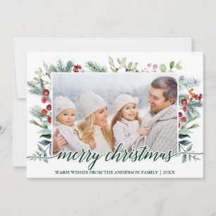 Grönt för fotopatset i Calligraphy jul Greenery Fa Julkort
