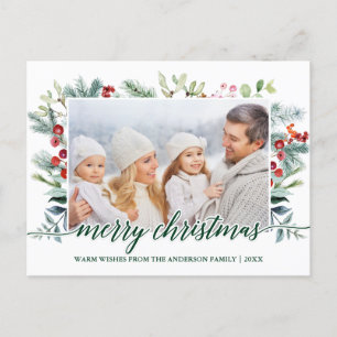 Grönt för fotopatset i Calligraphy jul Greenery Fa Vykort