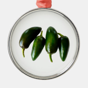 Grönt för fyra Jalapenopeppar fotograferar Julgransprydnad Metall