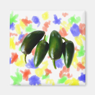 Grönt för fyra Jalapenopeppar fotograferar Magnet