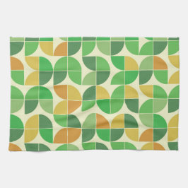 Grönt för geometrisk blommigt i Retro Mid-århundra Kökshandduk