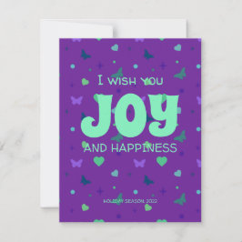 grönt för glädje och lycka i lila julkort