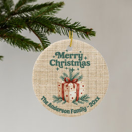 grönt för god jul-beige-fyllnadskorgen julgransprydnad keramik