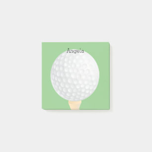 grönt för golfdesign i anpassningsbar boll och vit post-it block