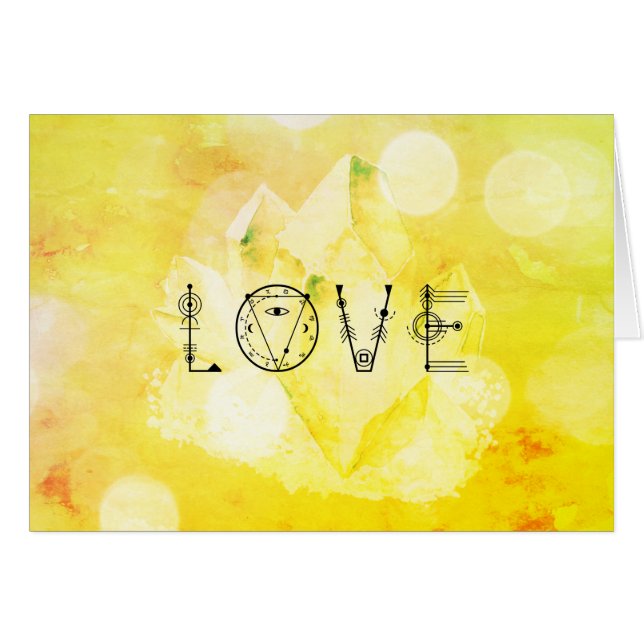 Grönt för guld för *~*KÄRLEK ljus gul Hälsningskort (Framsidan Horizontal)