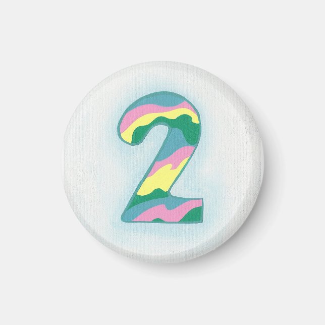 Grönt för gult av blå rosa, nummer 2 magnet (Framsidan)