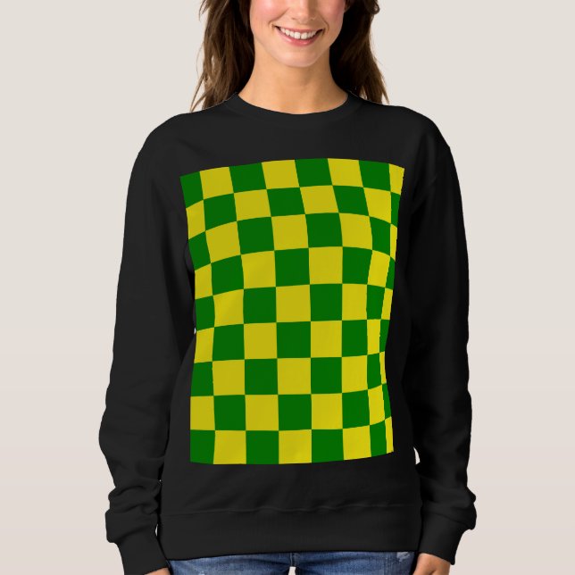 Grönt för gult Kontrollerad Mönster T Shirt (Framsida)