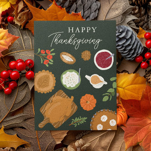 Grönt för hälsning av thanksgivingens middagstid helgkort